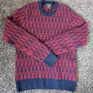 Abercrombie & Fitch Red and Navy Crewneck Sweater